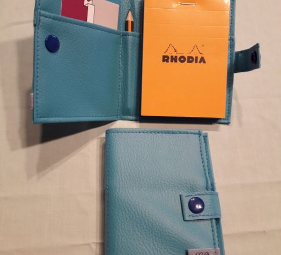 Bloc-notes de poche en simili turquoise