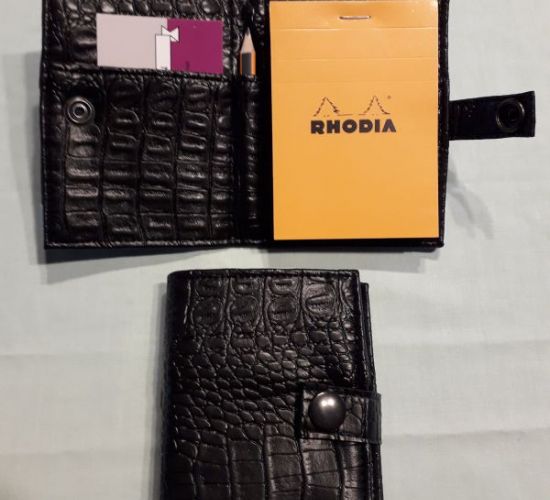 Bloc-notes de poche en simili noir imitation croco